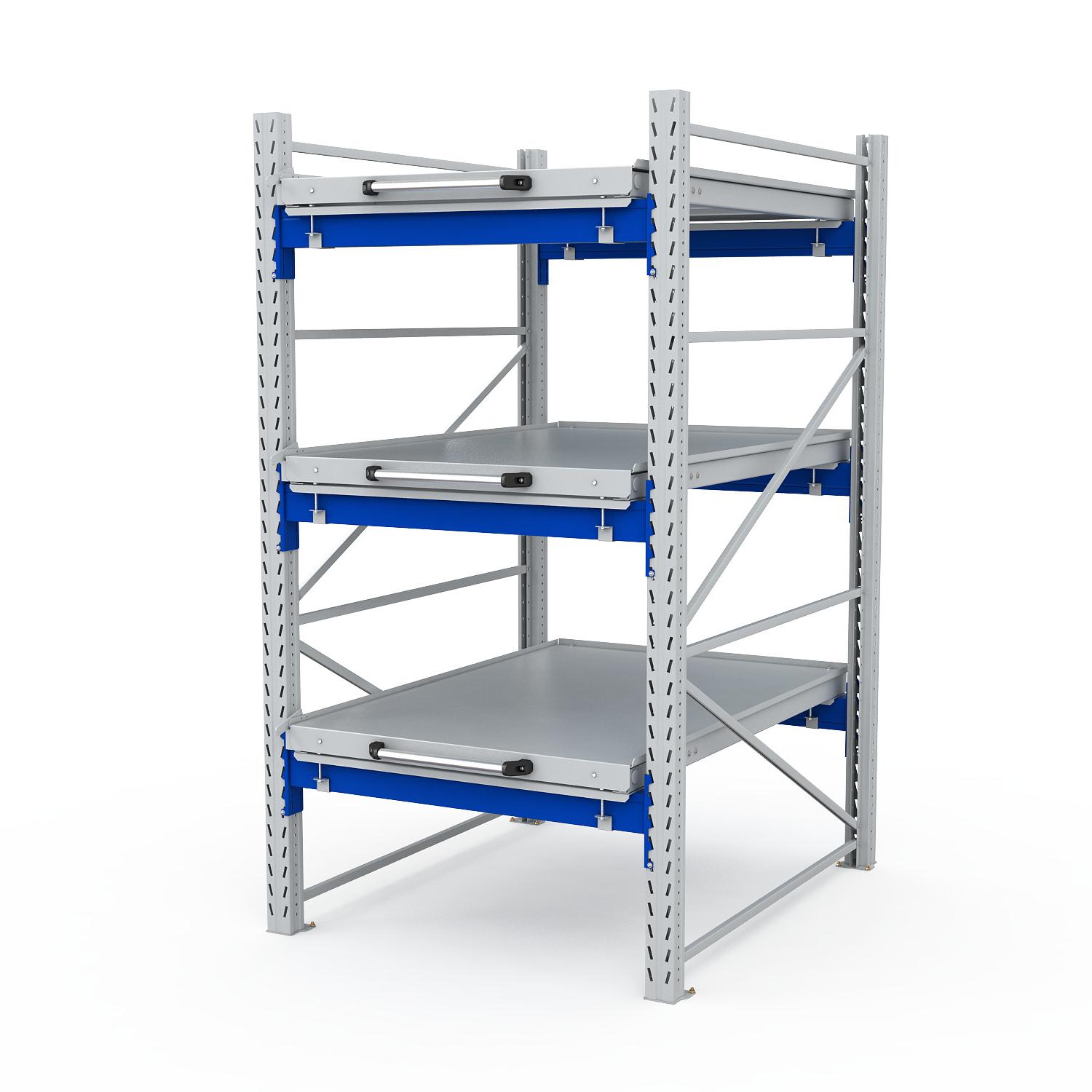 ER-00023397 Стеллаж с выкатными платформами S-HEAVY 1000/900 (3 яруса хранения)